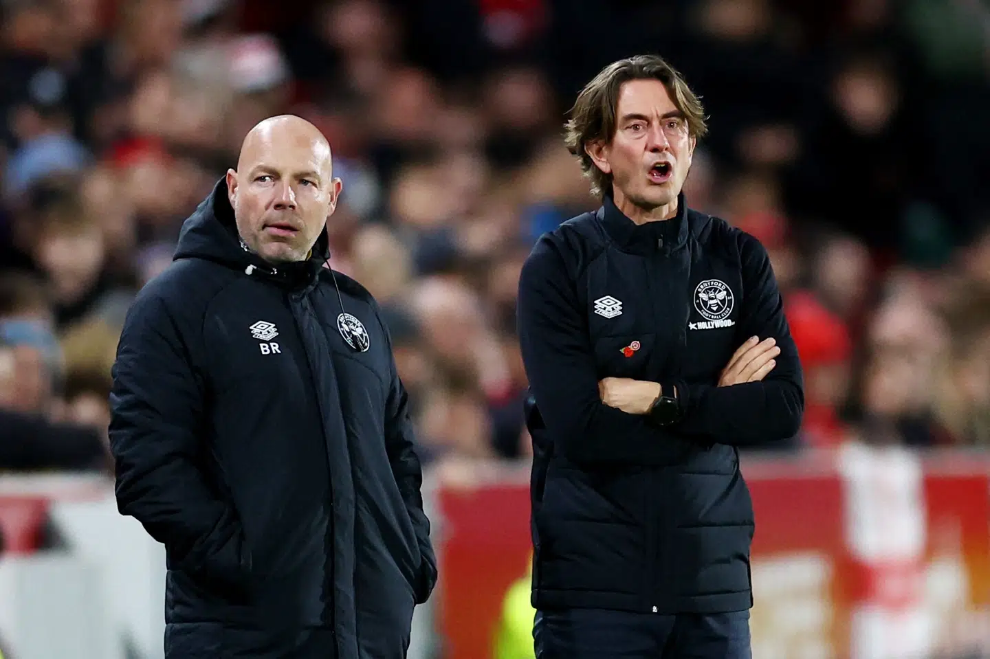 Brian Riemer (til venstre) havde Thomas Frank (til højre) som chef, da de sammen udgjorde trænerteamet i den engelske Premier League-klub Brentford.