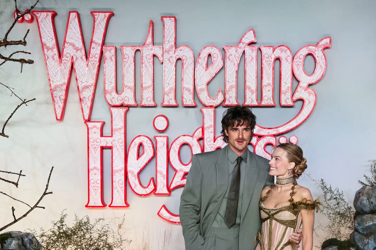 Skuespillerne Jacob Elordi og Margot Robbie deltager i den britiske premiere på filmen "Wuthering Heights" 5. februar. (Arkivfoto).
