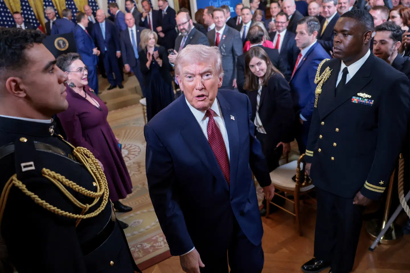 Donald Trump indførte sidste år told på varer fra stort set alle lande i verden. Her deltager præsidenten onsdag i et arrangement, der skal fremme brugen af kul som energikilde. (Arkivfoto).