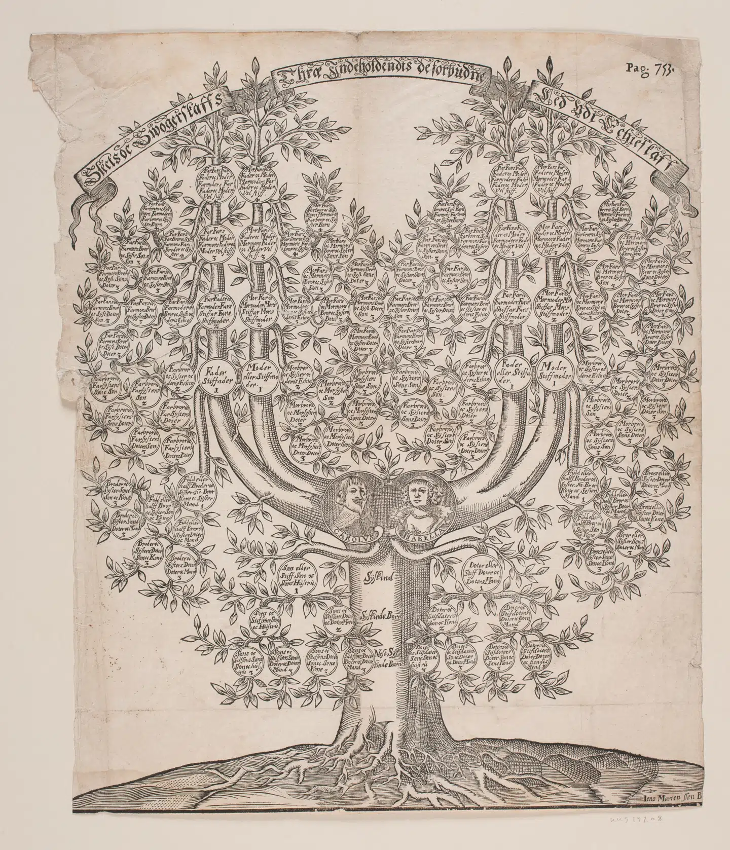 Christian IV stamtræ. Træsnit: Jens Martenssen B