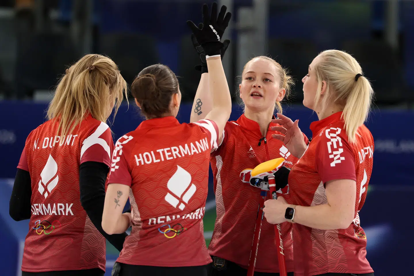 Skipper Madeleine Dupont, Denise Dupont, Mathilde Halse og Jasmin Holtermann leverede en bundsolid præstation søndag mod Italiens OL-værter.