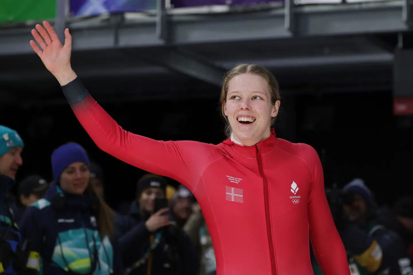 Maja Voigt så tilfreds ud, da hun trådte ud af bobslæden efter fjerde gennemløb mandag.
