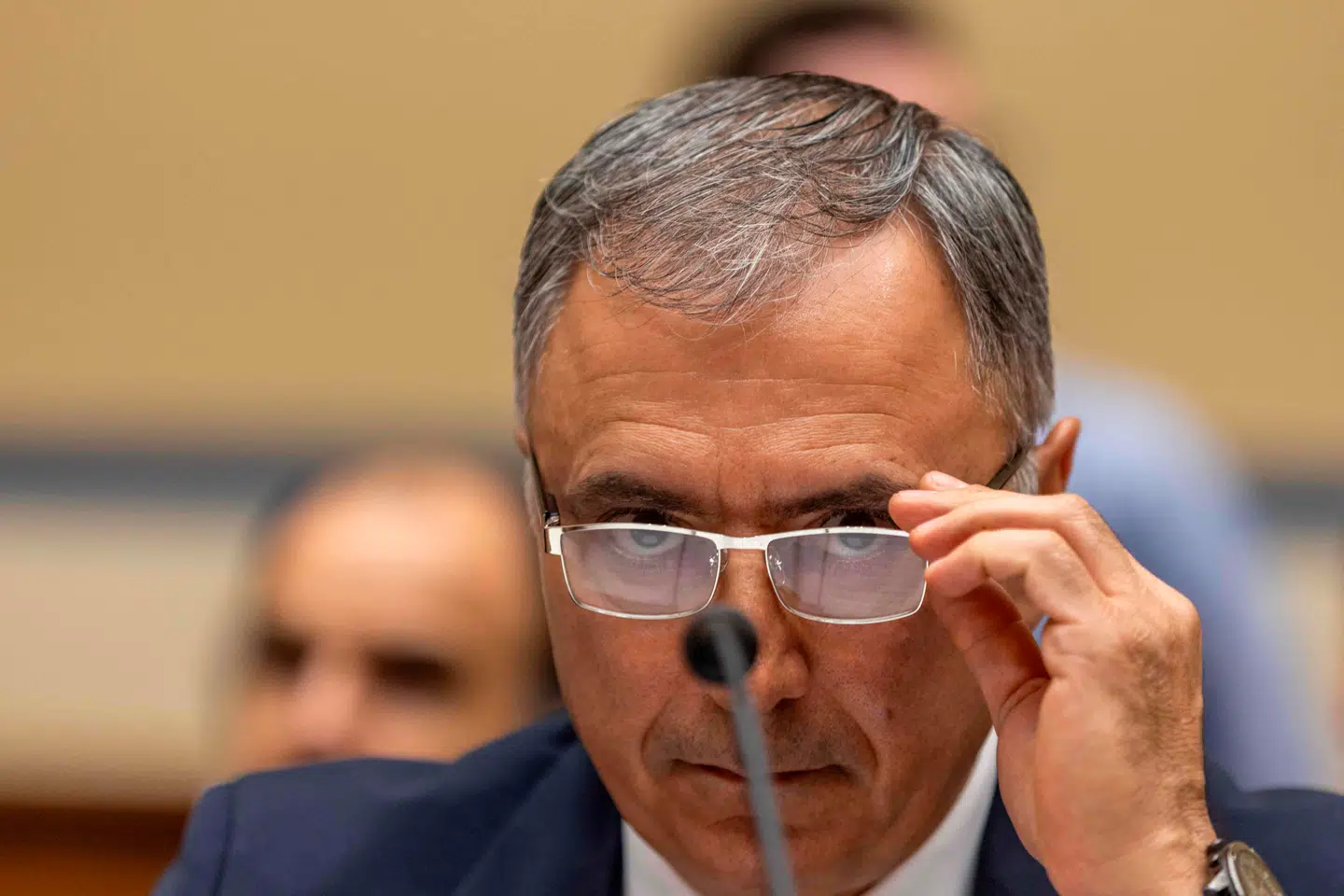 WASHINGTON, DC - JUNE 22: Wahid Nawabi, Chairman, President, and Chief Executive Officer at AeroVironment speaks during a House hearing at the US Capitol on June 22, 2023 in Washington, DC. The House Committee on Oversight and Accountbility Subcommittee on Cybersecurity, Information Technology, and Government Innovation met to discuss the use of technology at the US Border, airports and military bases. Tasos Katopodis/Getty Images/AFP (Photo by TASOS KATOPODIS / GETTY IMAGES NORTH AMERICA / Getty Images via AFP)