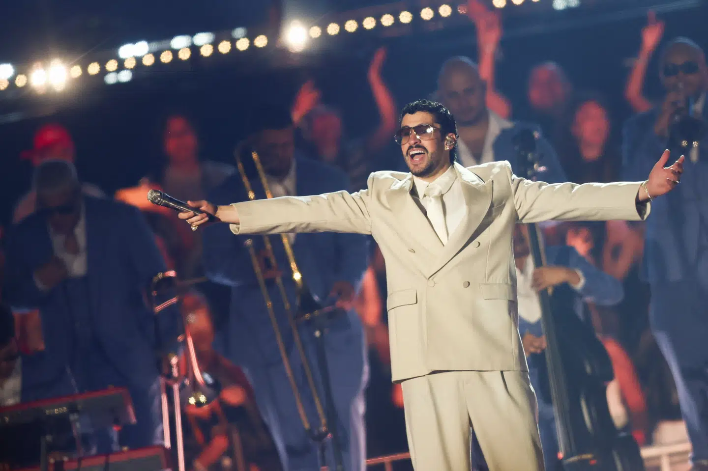 Billede fra 13. februar, hvor Bad Bunny spillede koncert i Buenos Aires i Argentina som del af tournéen "DeBI TiRAR MaS FOToS World Tour". Han skal spille hovedrollen i en film, hvor Viggo Mortensen også er med. (Arkivfoto).