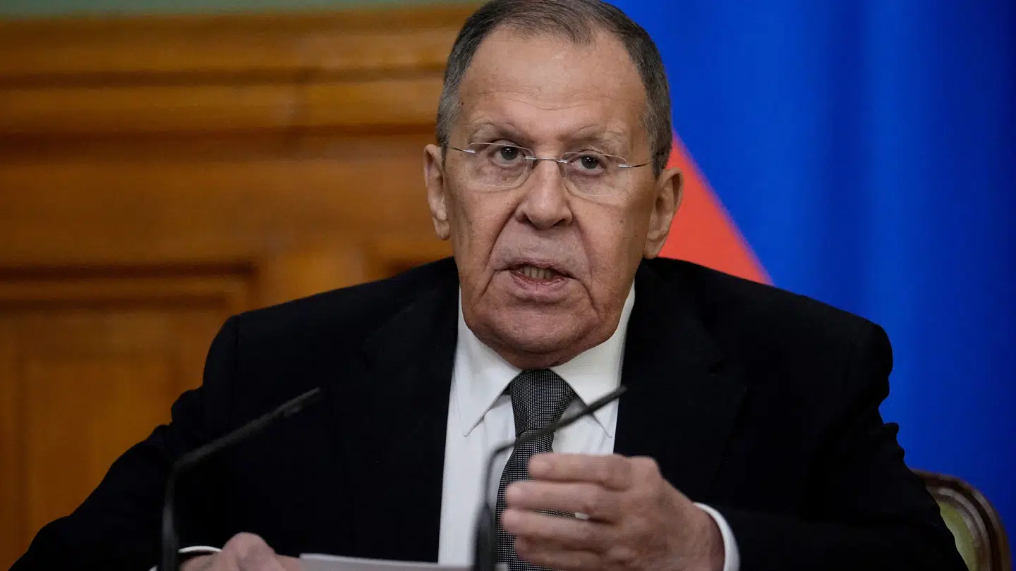 Her ses den russiske udenrigsminister, Sergej Lavrov, under en konference den 6. februar.
