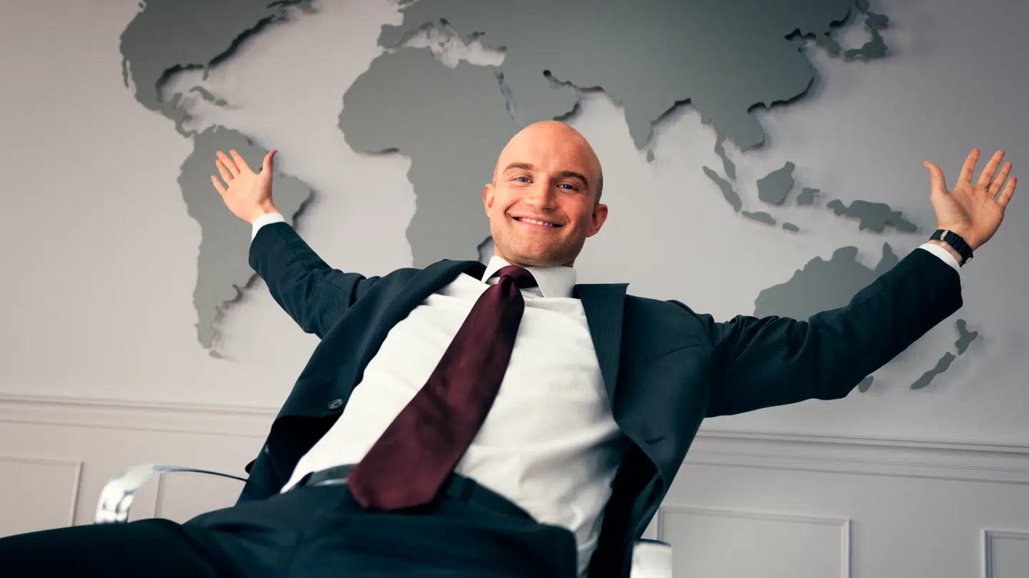 Faksimileudgave af et af de mest benyttede billeder af Stein Bagger. Kristoffer Eriknauer spiller Bagger i TV 2s nye dramadokumentariske serie om en af danmarkshistoriens mest spektakulære bedragerisager.