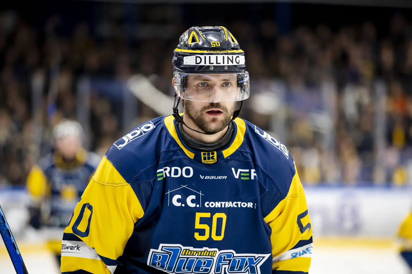 Netop OL-hjemvendte Mathias Bau Hansen scorede to gange, da Herning Blue Fox vandt den jyske isklassiker over Esbjerg Energy med 6-1. (Arkivfoto).