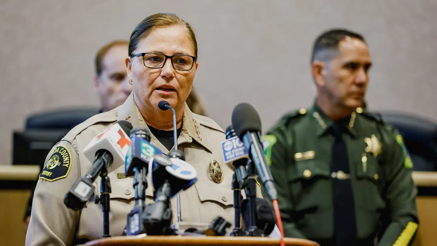 Nevada Countys sherif Shannan Moon talte til pressen tidligere på ugen, efter gruppen af skiløbere blev meldt savnet.