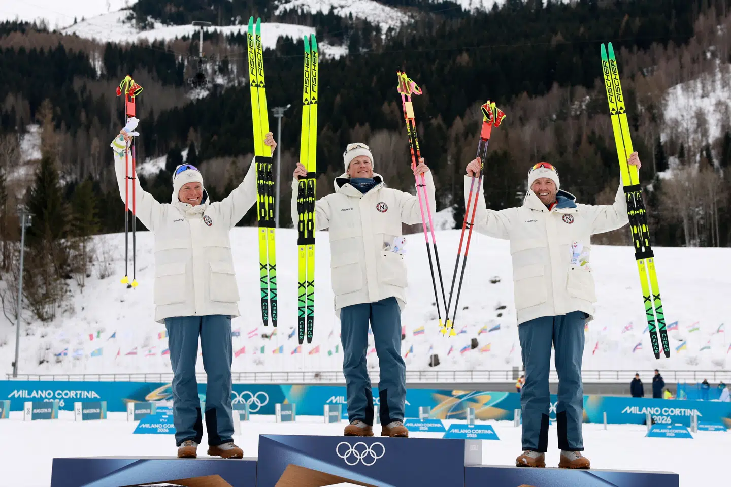 Norge konsoliderede sin dominans ved vinter-OL ved at besætte alle tre pladser på podiet i herrernes 50-kilometer massestart, hvor Johannes Klæbo, Martin Løwstrøm Nyenget og Emil Iversen tog henholdsvis guld, sølv og bronze. (Arkivfoto).