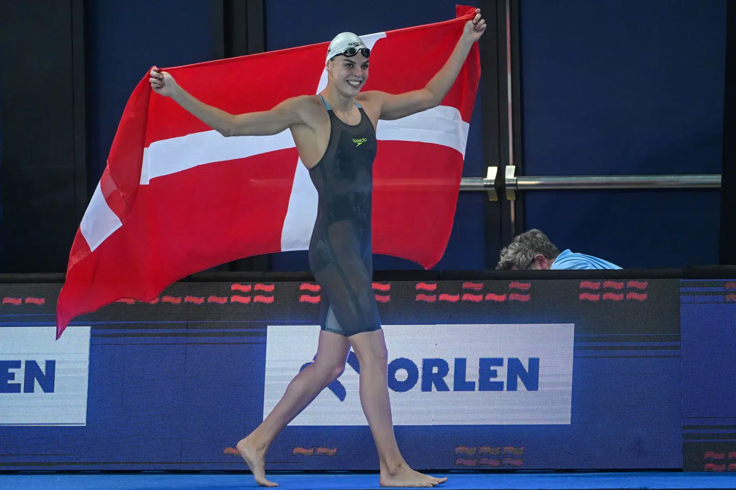 Martine Damborg vandt to guldmedaljer ved EM på kortbane i december 2025. (Arkivfoto).