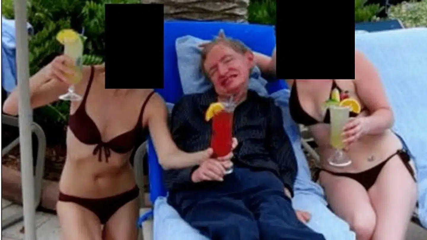 Det er dette billede af Stephen Hawking, som er blevet offentliggjort fra Epstein-filerne.