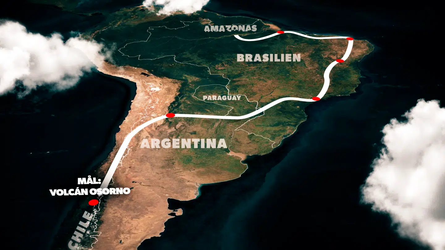 Ruten som deltagerne skal tilbagelægge.