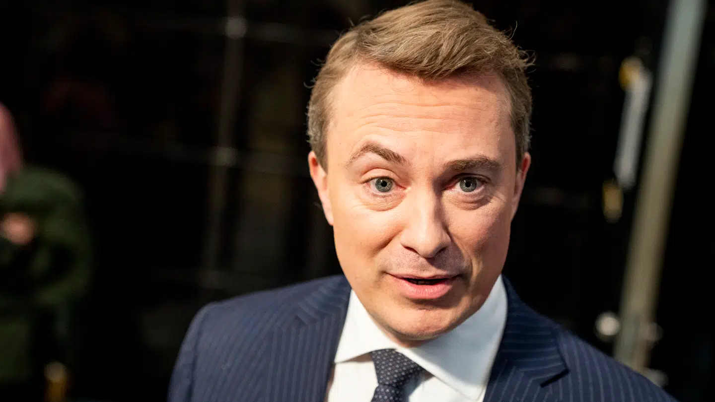 Dansk Folkepartis formand Morten Messerschmidt (O) efter partilederdebat hos Danmarks Radio i København torsdag den 26. februar 2026.