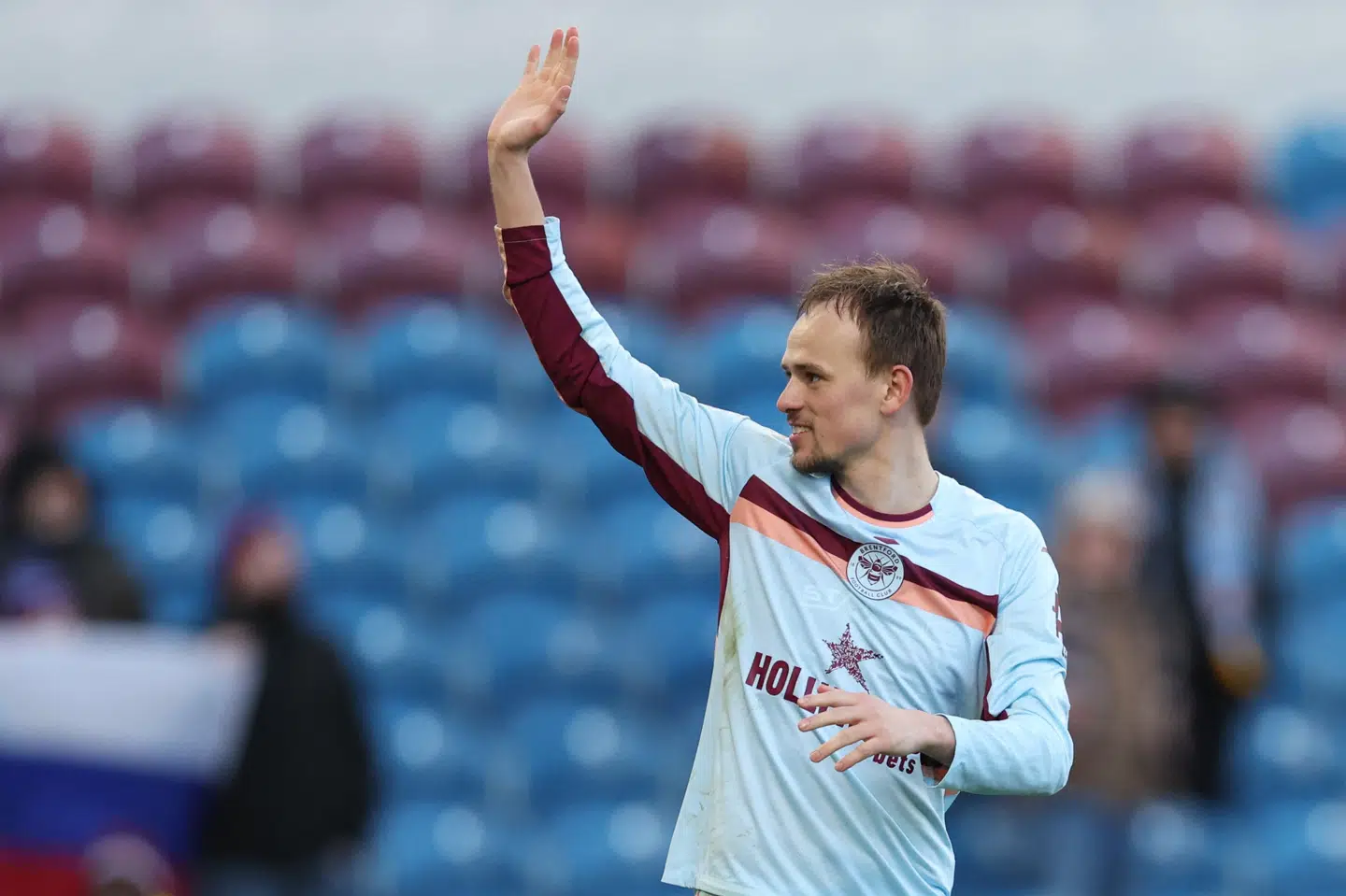 Mikkel Damsgaard i Brentfords kamp mod Burnley, hvor danskeren scorede to gange og leverede en assist.