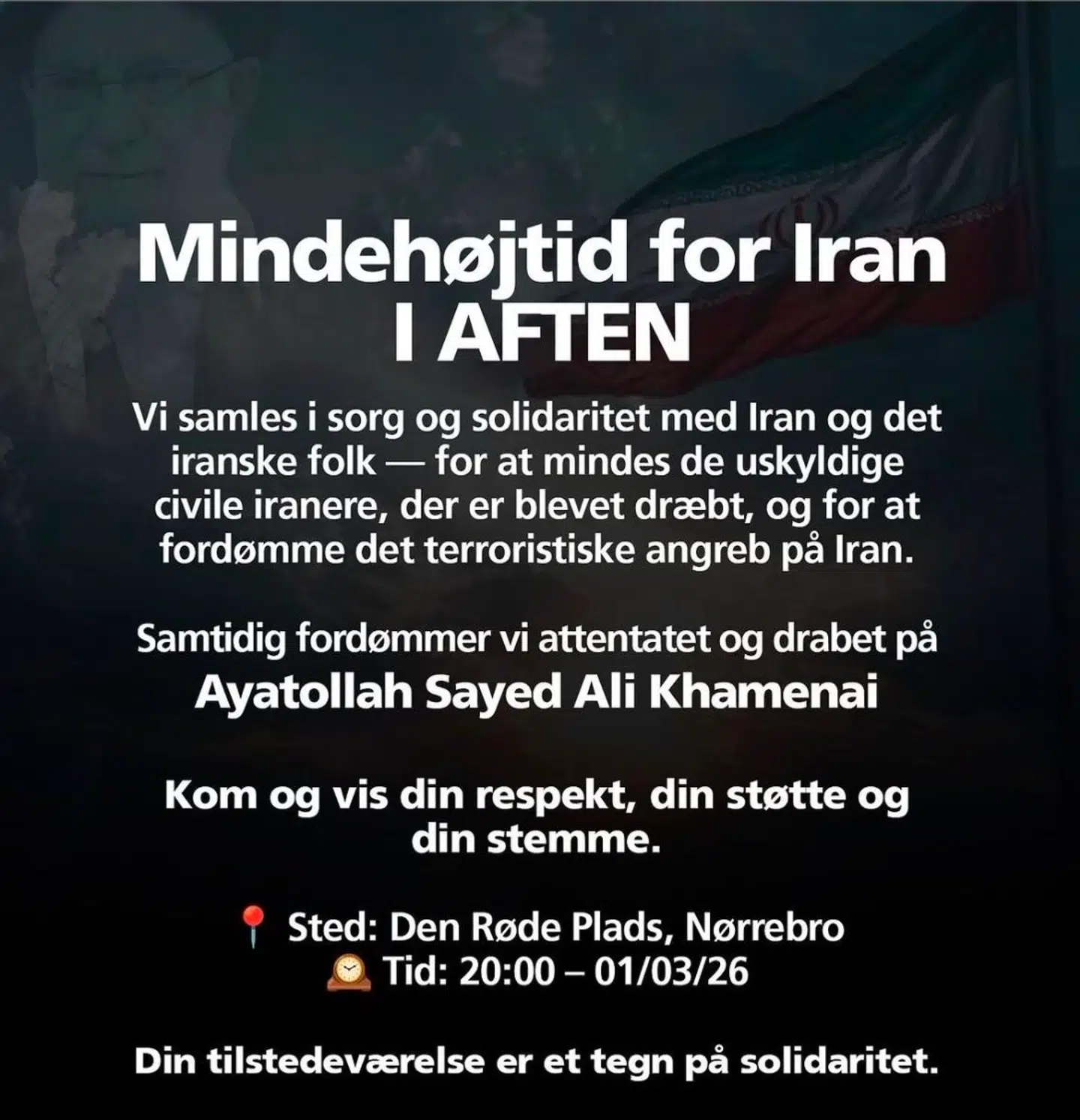 Her ses den invitation, der forud for mindehøjtideligheden var blevet delt på sociale medier.