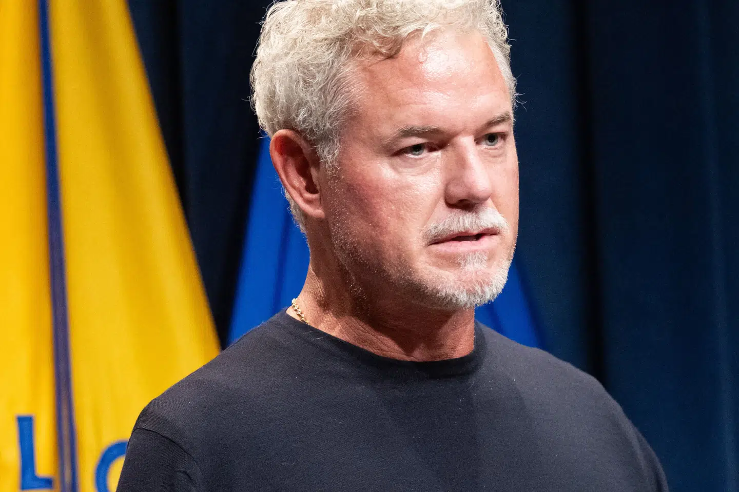Eric Dane ses tale ved en sundhedskonference om sin ALS-diagnose i Washington D.C. i sommeren 2025. (Arkivfoto).