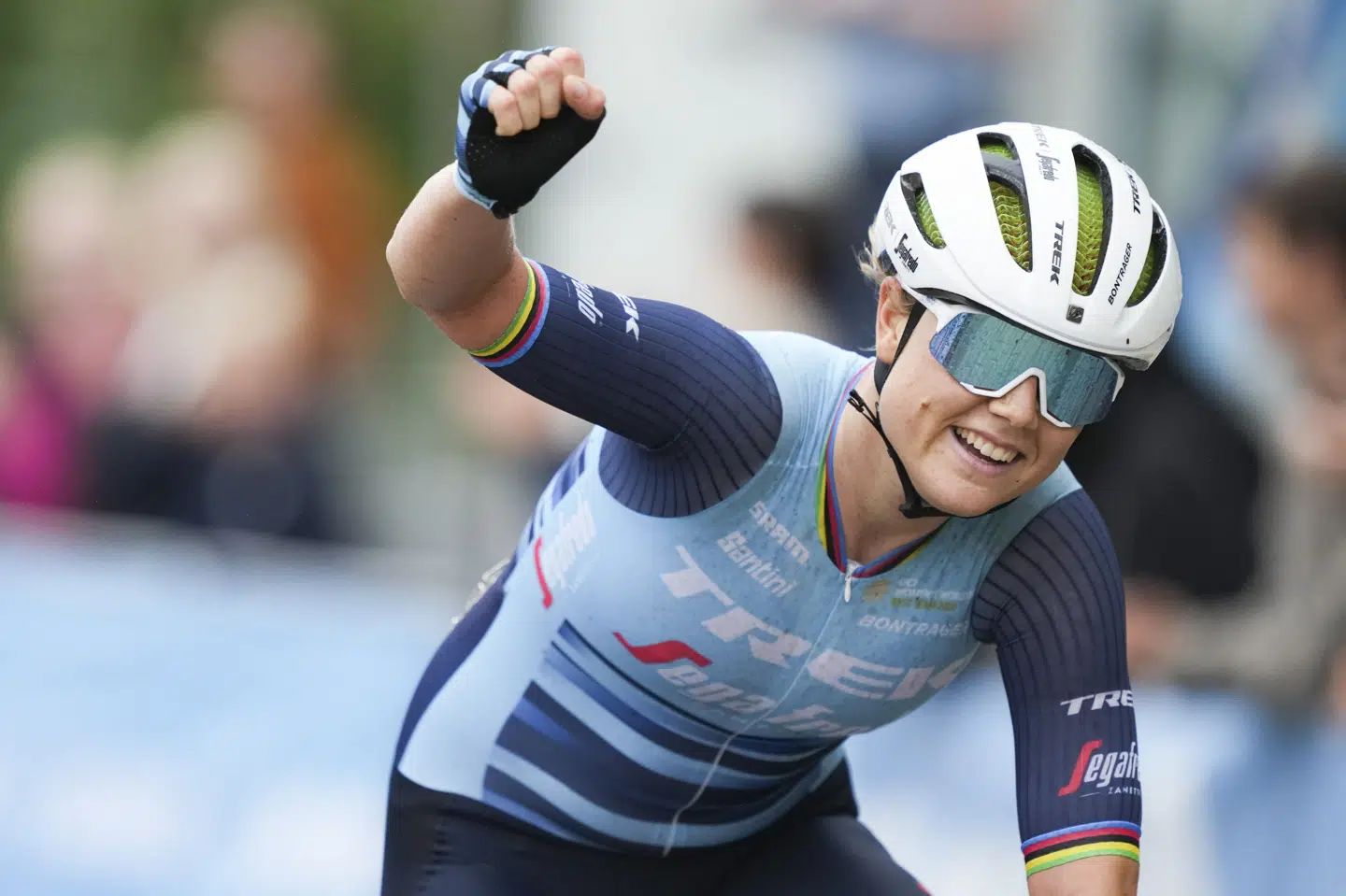 Amalie Dideriksen blev senest dansk mester i 2021. Dengang kørte hun for Trek-holdet. (Arkivfoto).