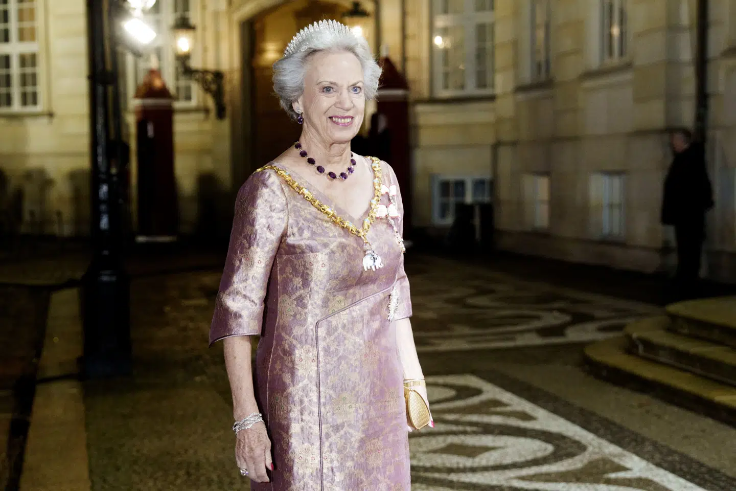 Prinsesse Benedikte ses her ankomme til nytårskur og -taffel i Christian VII's Palæ på Amalienborg Slot i København 1. januar 2026. (Arkivfoto).
