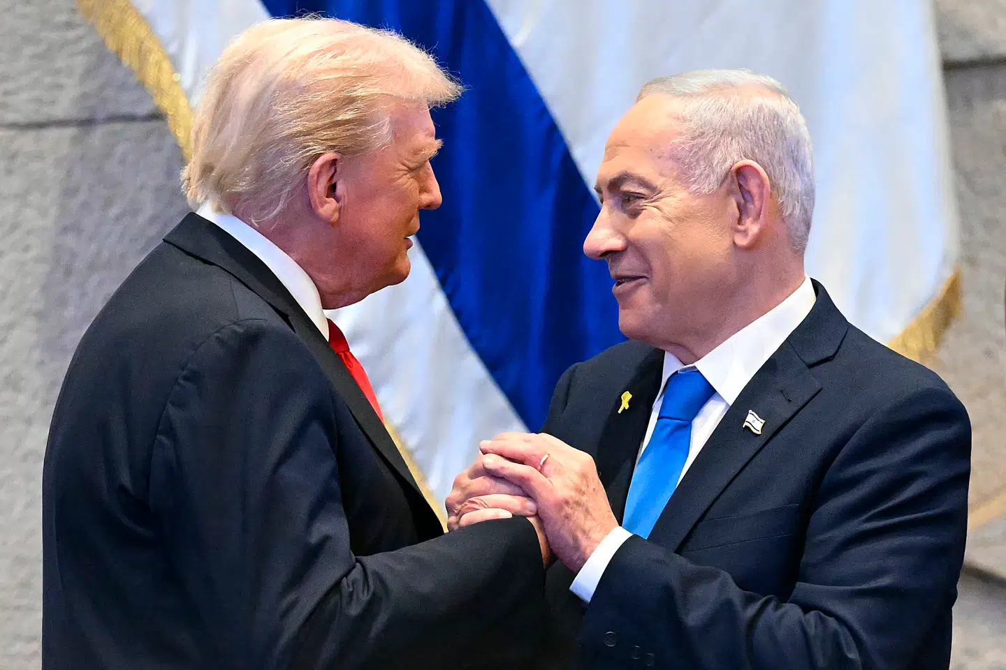 Præsident Trump og Premierminister Netanyahu i det israelske parlament Knesset, Jerusalem, Israel, 13 oktober 2025.