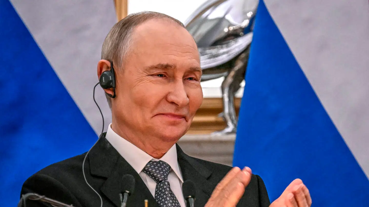 Ruslands præsident, Vladimir Putin, under fælles pressekonference med Indiens premierminister Narendra Modi efter deres møde i Hyderabad House i New Delhi den 5. december 2025.