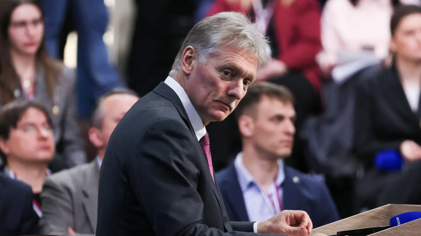 Kremls talsmand, Dmitrij Peskov, deltager i den russiske præsident Vladimir Putins årlige pressekonference og telefonkonference i Moskva, Rusland, den 19. december 2025.