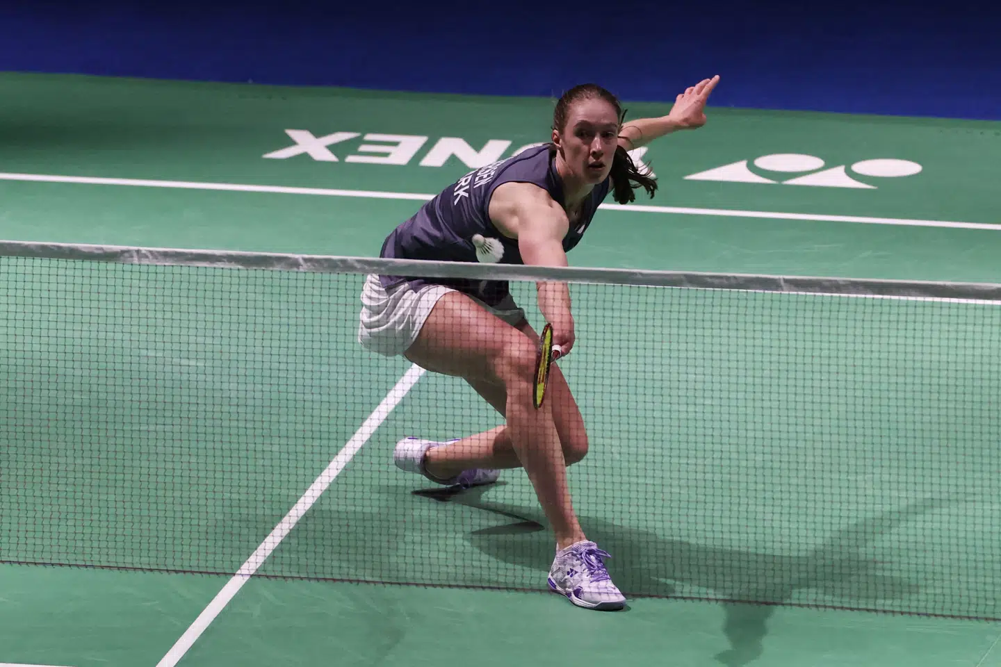 Line Christophersen tabte fredag aften i tre sæt og missede semifinale i All England. (Arkivfoto).