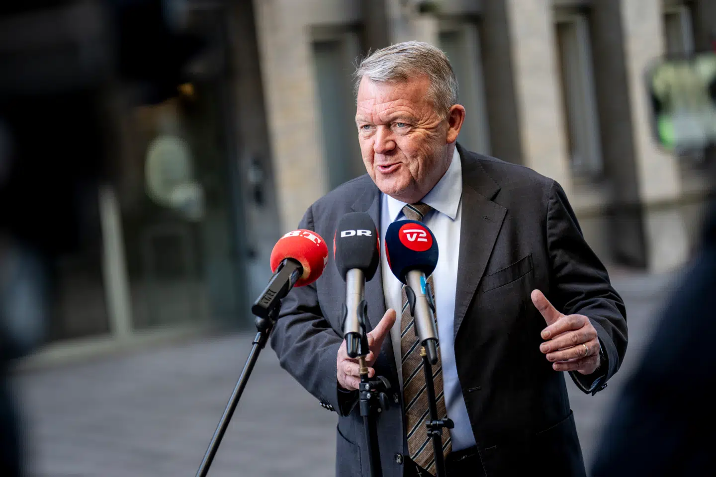 Udenrigsminister Lars Løkke Rasmussen holder doorstep foran Udenrigsministeriet torsdag den 5. marts 2026. (Foto: Ida Marie Odgaard/Ritzau Scanpix)