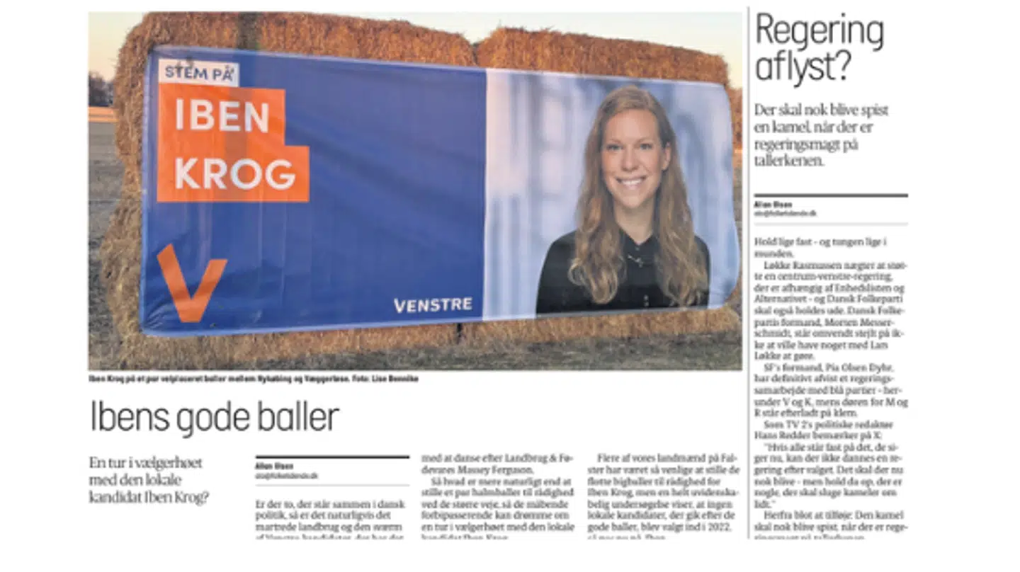 Billede af bagsiden af avisen, hvor den omtalte artikel er bragt.