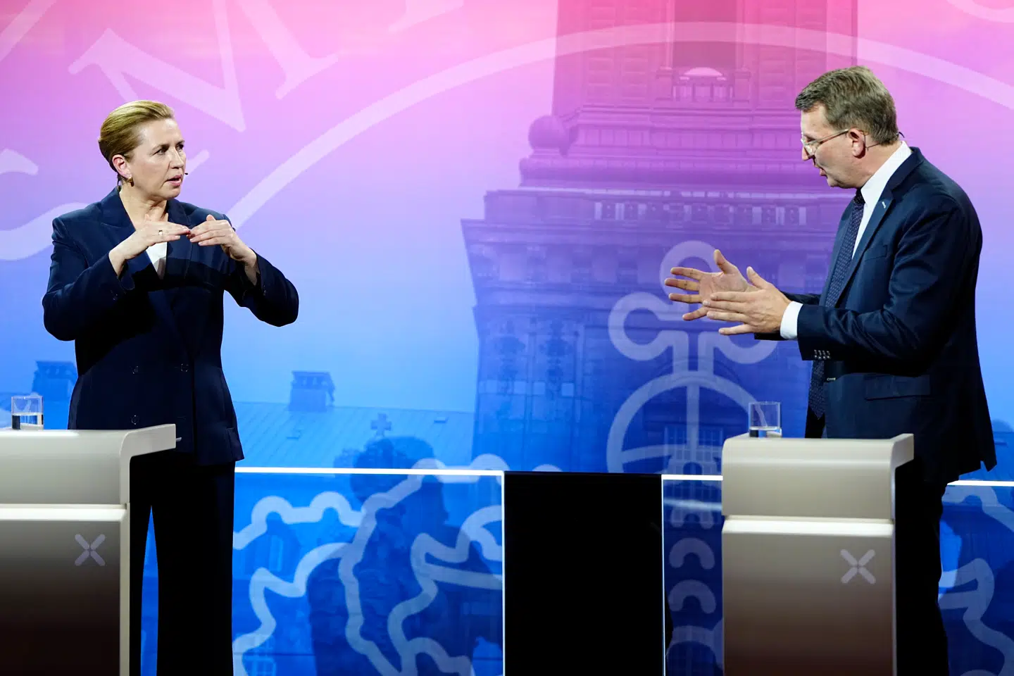 Søndag aften debatterede statsministerkandidaterne Mette Frederiksen (S) og Troels Lund Poulsen (V) i Storms Parkhus i Odense.