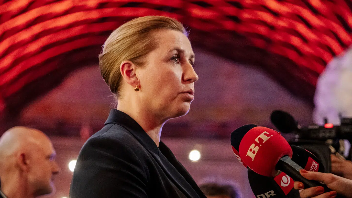 Statsministerkandidat Mette Frederiksen (S) efter TV-debatten på TV 2 i Storms Parkhus i Odense søndag.