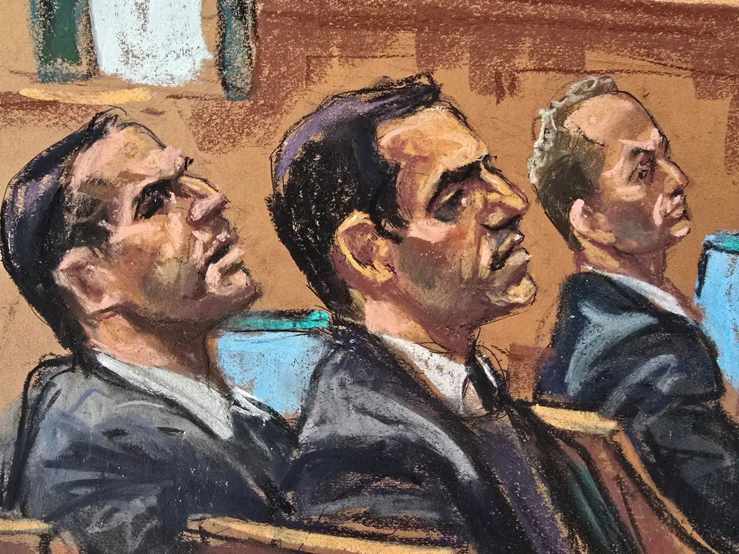 Her ses Alon Alexander, Oren Alexander og Tal Alexander under den nu afsluttede retssag.