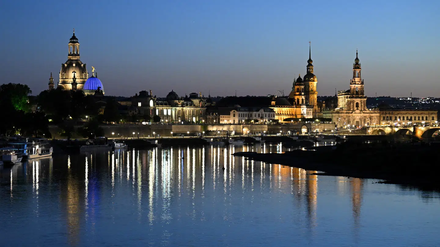 Det er den gamle bydel i Dresden – området ses herover – der skal evakueres.