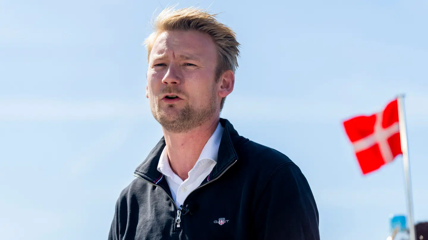 Peter Kofod da Dansk Folkeparti (DF) holder pressemøde i forbindelse med sommergruppemøde i Skælskør, mandag 25. august 2025.