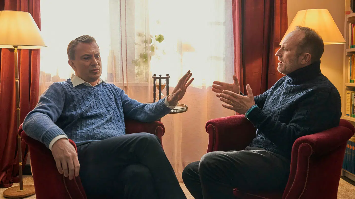 Morten Messerschmidt i debat med Martin Lidegaard i TV 2-programmet 'Højskolen'.