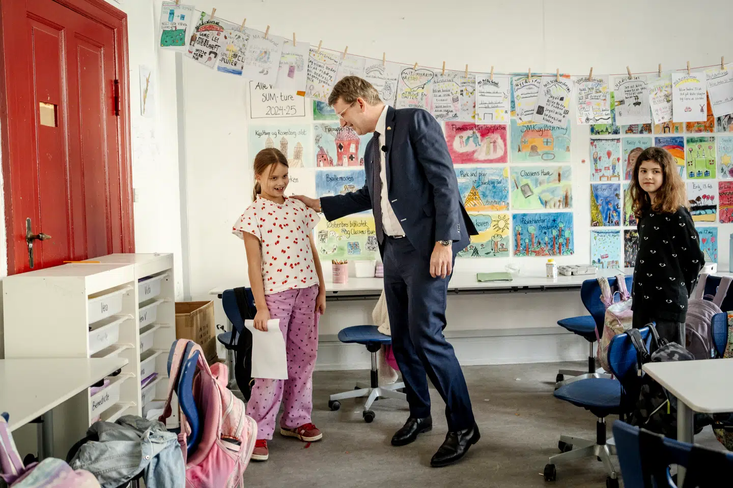 Venstres formand Troels Lund Poulsen inden præsentation af skoleudspil på Bording Friskole i København onsdag.