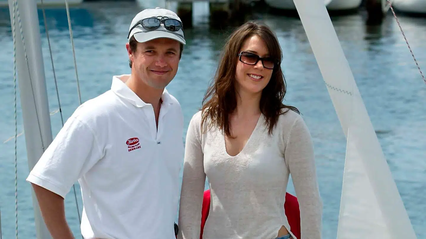 Kronprins Frederik og Mary Donaldson på havnen i Sandy Bay, Hobart, i januar 2003.