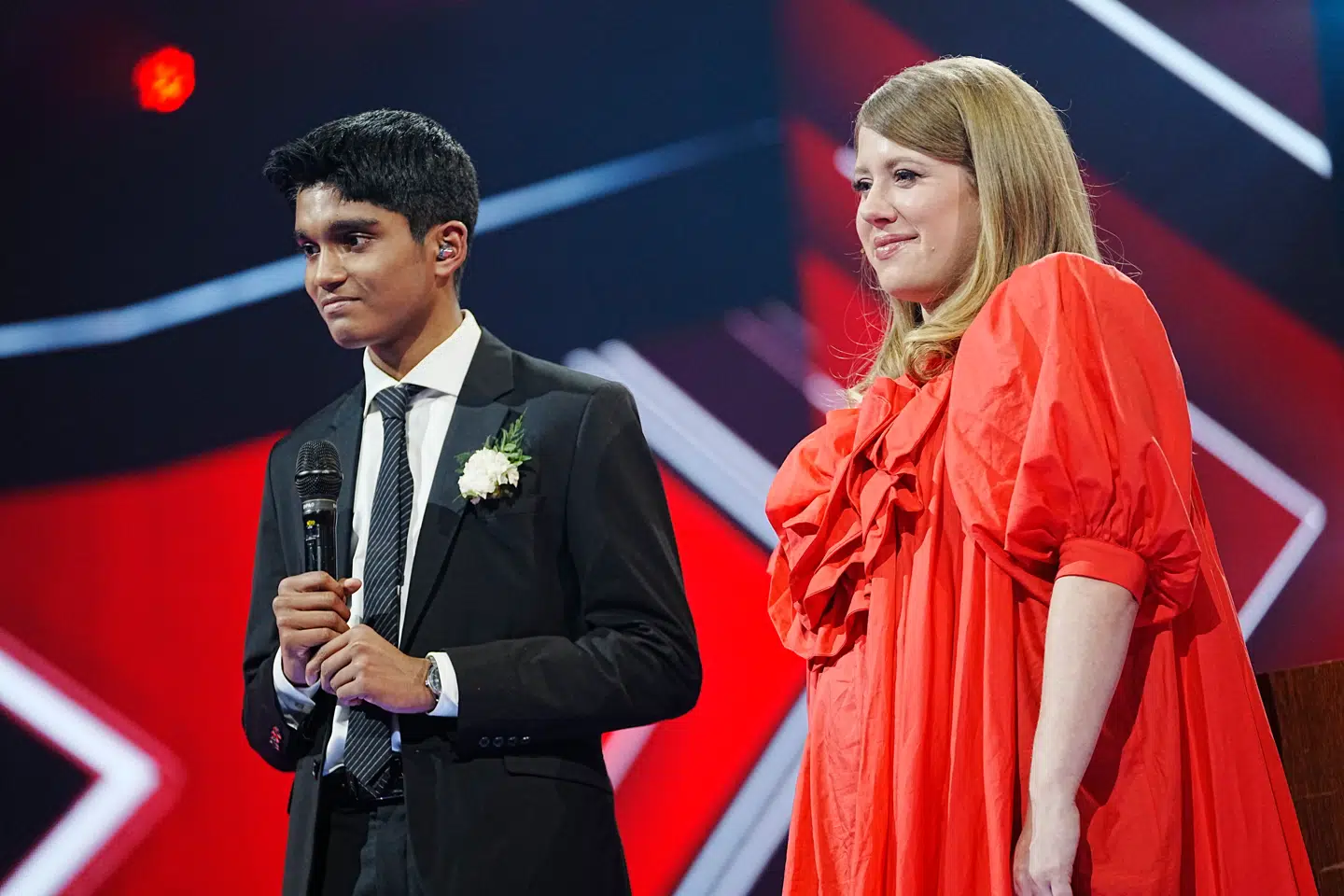 'X Factor'-værten Maria Fantino var blandt de mange, der gruede for den unge Hugo, som blev sat for Benjamin Havs humoristiske bespottelse.