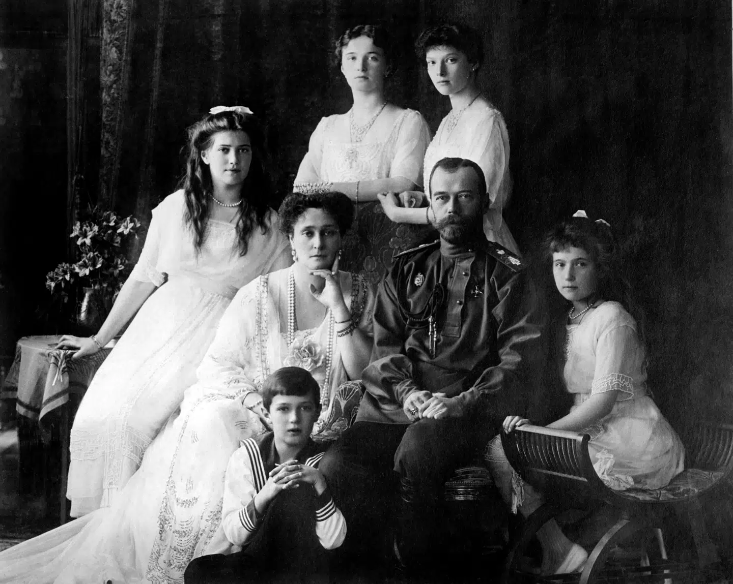 Portræt af den russiske zar Nicholas 2. og hans familie. Romanov-familien var den sidste royale familie i Rusland, efter de blev myrdet af bolsjevikkerne i 1918.