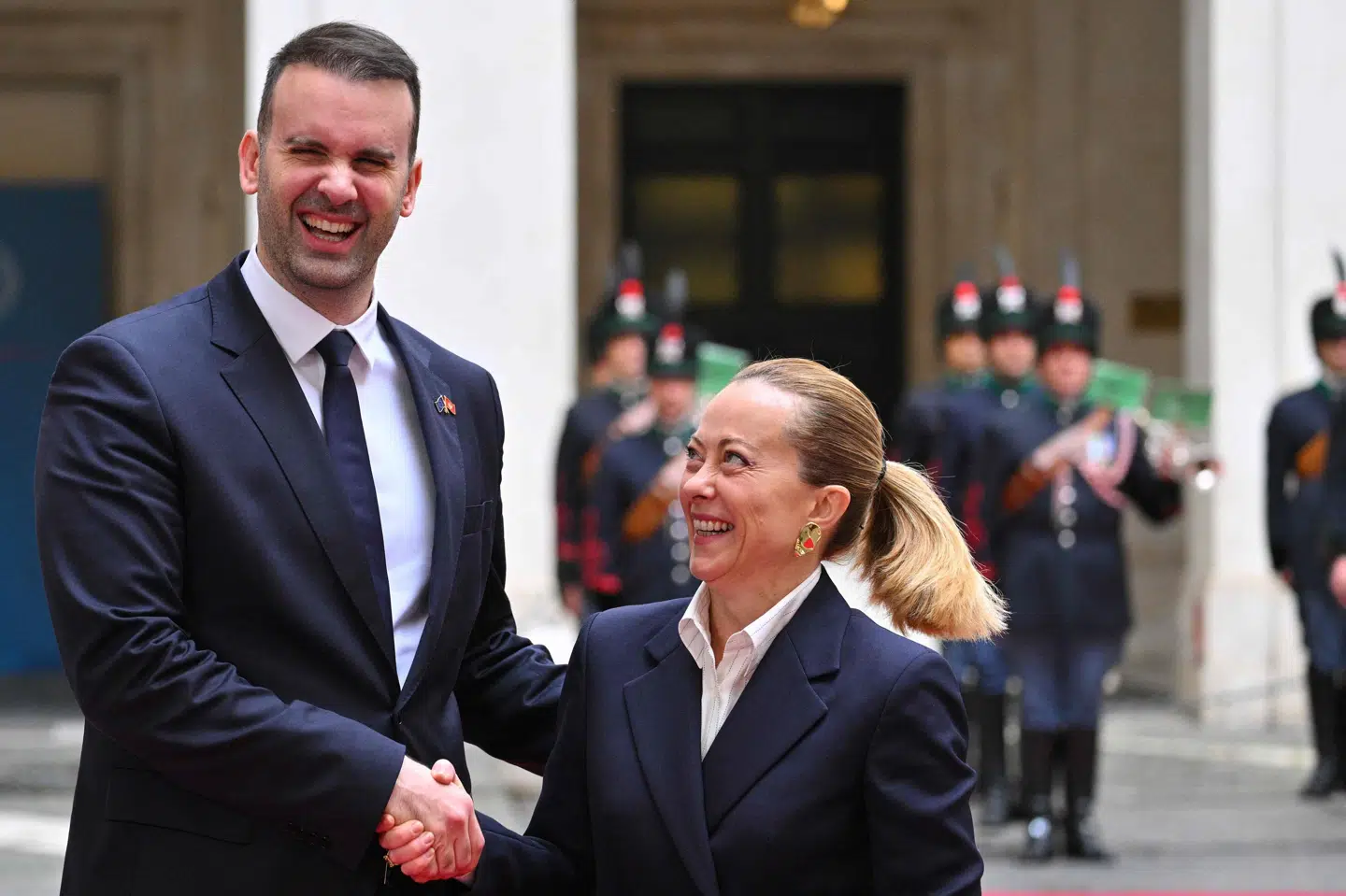 Montenegros premierminister, Milojko Spajic, arbejder allerede på at få EU-landene om bord i forhold til en optagelse af Montenegro i EU i 2028. Her mødes han med Italiens premierminister, Giorgia Meloni, i Rom. (Arkivfoto).