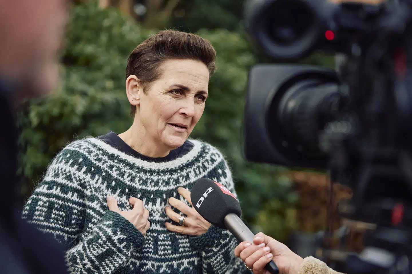 Formand for Socialistisk Folkeparti Pia Olsen Dyhr efter pressemøde om krav til en kommende regering om at naturen og biodiversiteten skal have en lov med bindende mål i København mandag den 16. marts 2026.. (Foto: Thomas Traasdahl/Ritzau Scanpix)