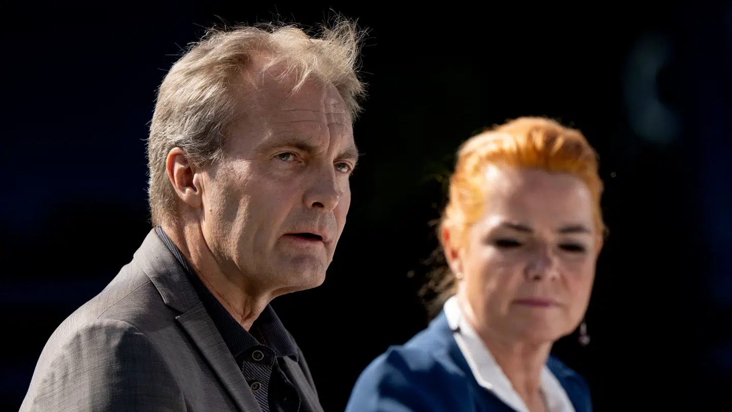 Her ses Inger Støjberg og Peter Skaarup, der er henholdsvis formand og udlændingeordfører for partiet.