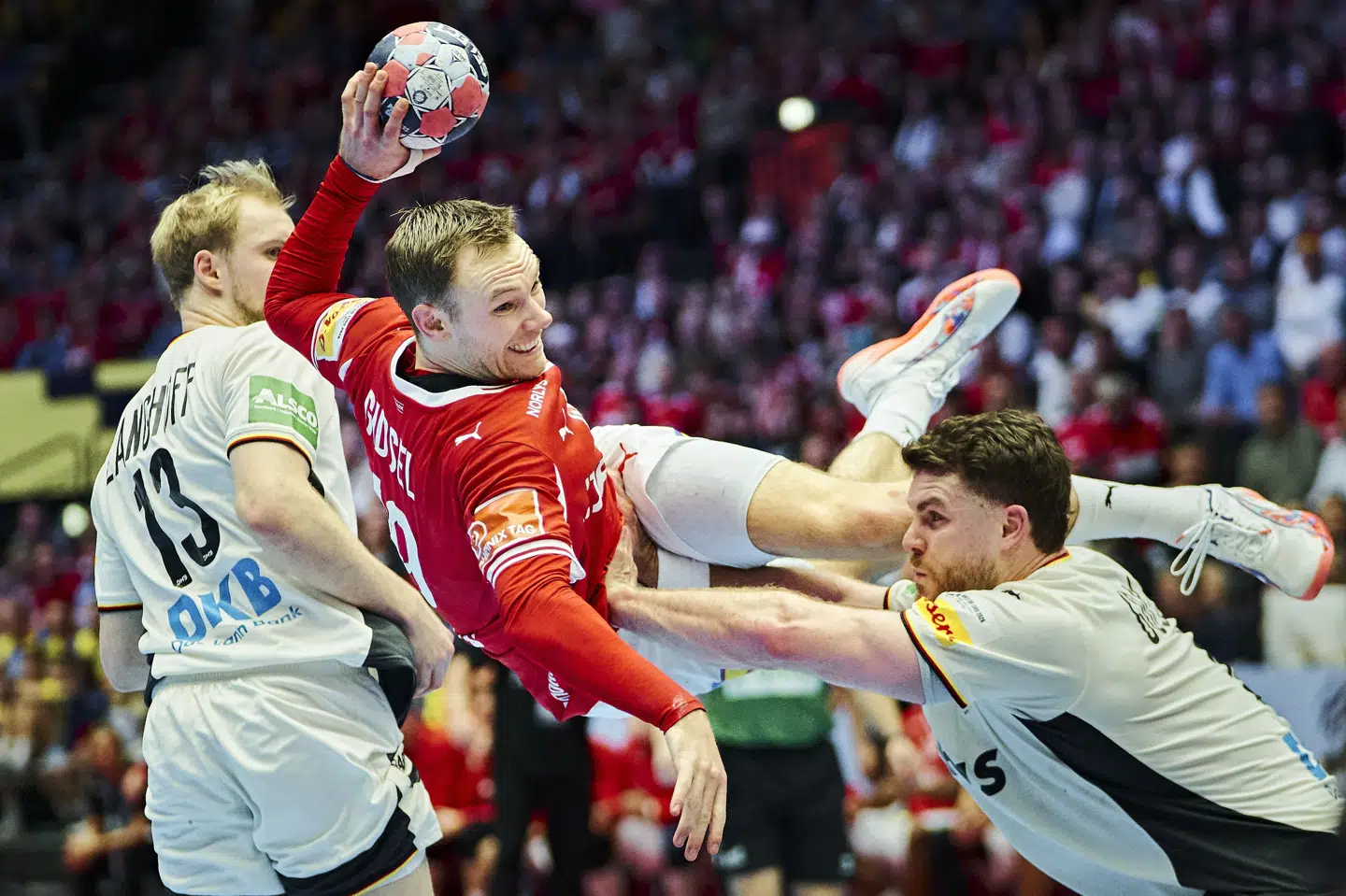 Mathias Gidsel leverede en forrygende indsats for Danmark, da holdet vandt over Tyskland i EM-finalen i Herning tidligere på året. (Arkivfoto).