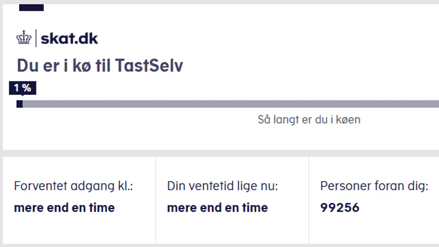 Næsten 100.000 personer sidder tidligt lørdag morgen i kø for at få tidlig adgang til deres årsopgørelse.