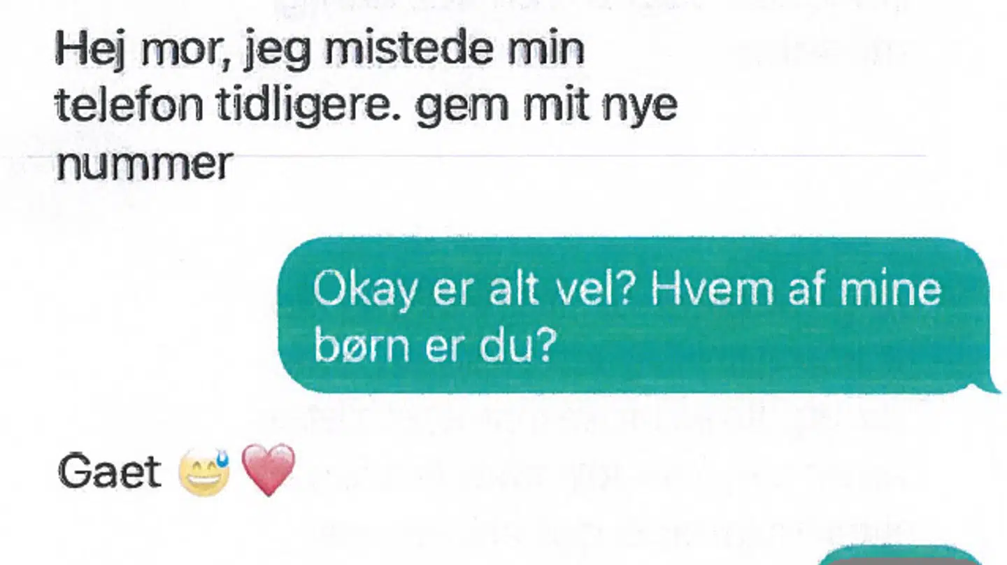 Svindlen kan se ud som denne besked, som Midt- og Vestjyllands Politi delte tilbage i 2023. Se hele korrespondancen i bunden af artiklen.