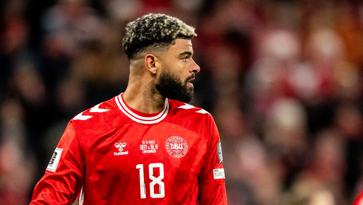 Danmarks Philip Billing under VM-kvalifikationskampen mellem Danmark og Belarus.