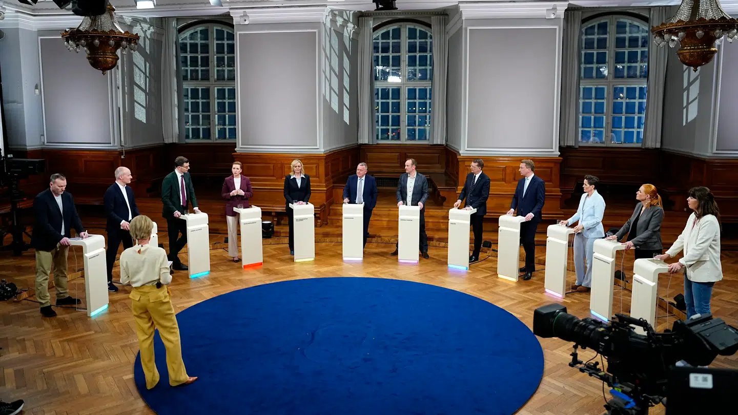 TV2s partilederdebat 'Det sidste svar' i Fællessalen på Christiansborg i København, mandag den 23. marts 2026.