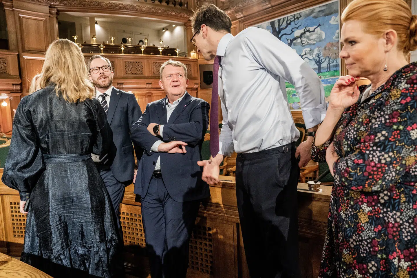 Efter folketingsvalget i 2022 var der partilederrunde om natten nede i Folketingssalen. (Arkivfoto).