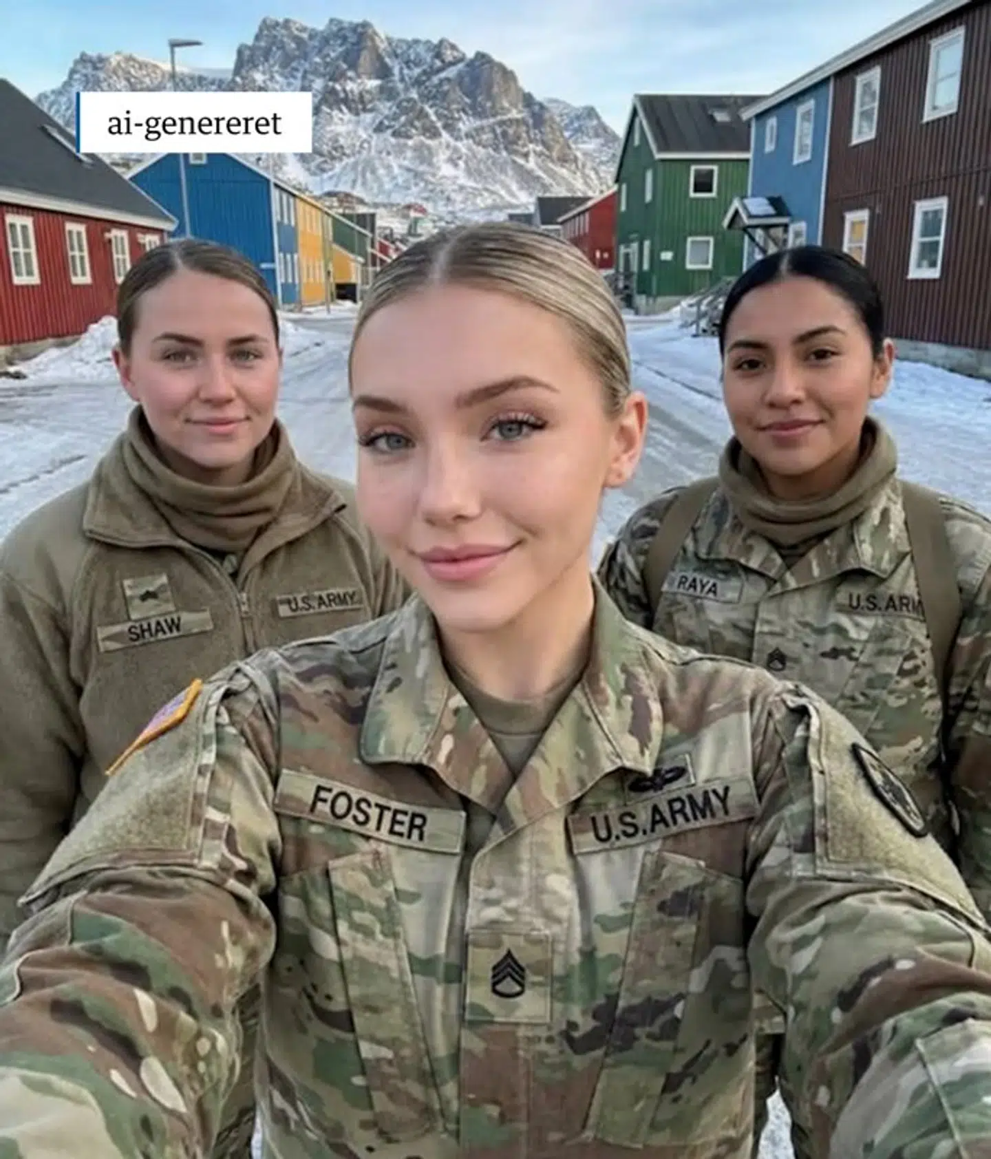 AI-GENERERET: Her ses et af de billeder skabt med kunstig intelligens, som blev delt på Jessica Foster-profilen på Instagram.