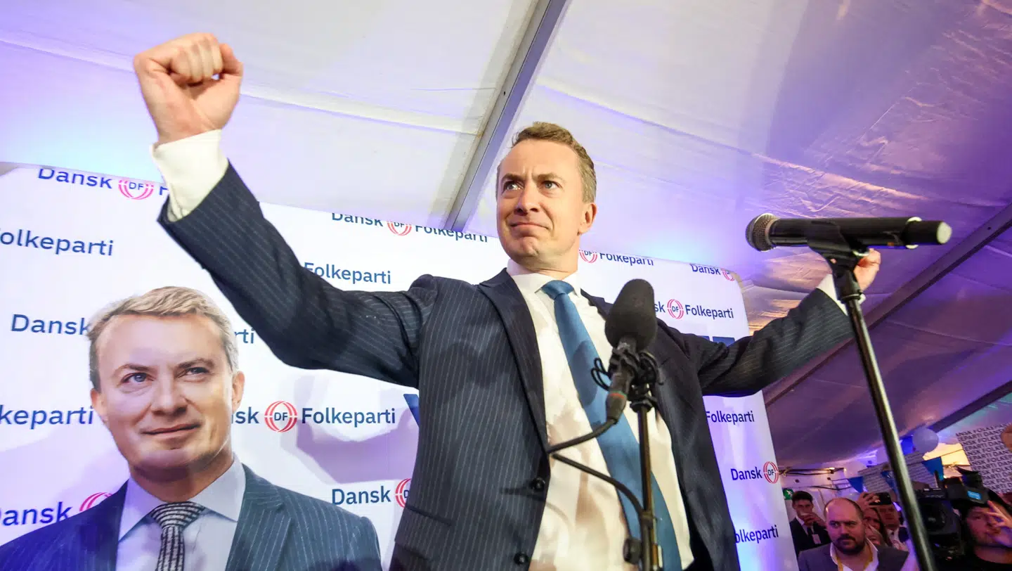 Morten Messerschmidt har netop holdt tale ved Dansk Folkepartis valgfest.