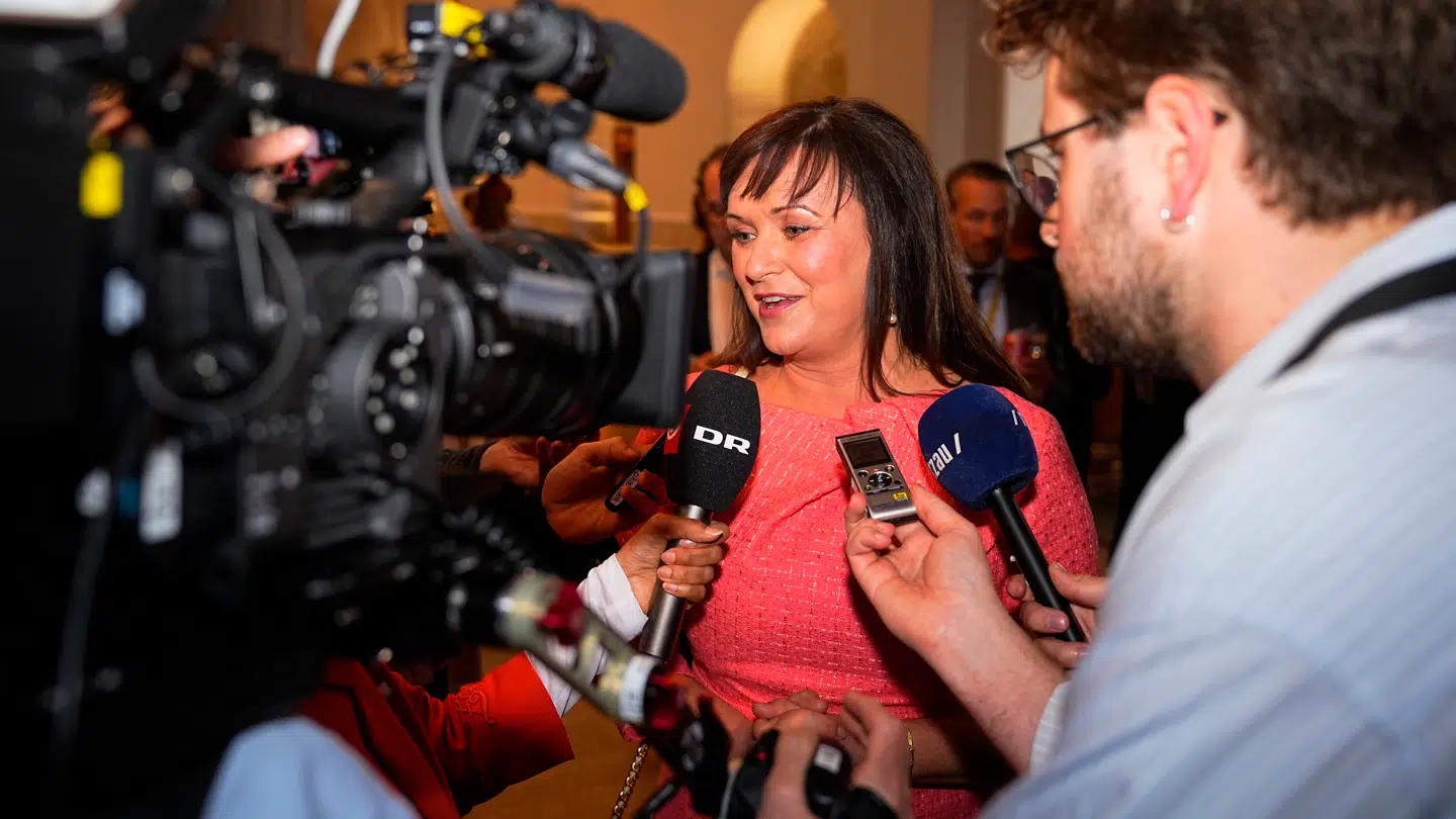 Sophie Løhde (V) holder valgfest i Landstingssalen på Christiansborg tirsdag den 24. marts 2026. Hun mener, at det har skadet blå blok med to statsministerkandidater.
